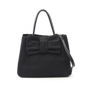 PRADA Nylon Leather Handbag Black